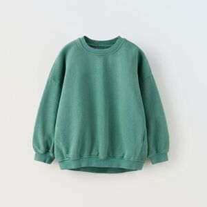 Zara Kids Washed Green Seamed Sweatshirt 3-4T